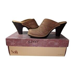 Sofft Mule Heels Size 6M Brown Leather Slip-On Mules w/ Original Box